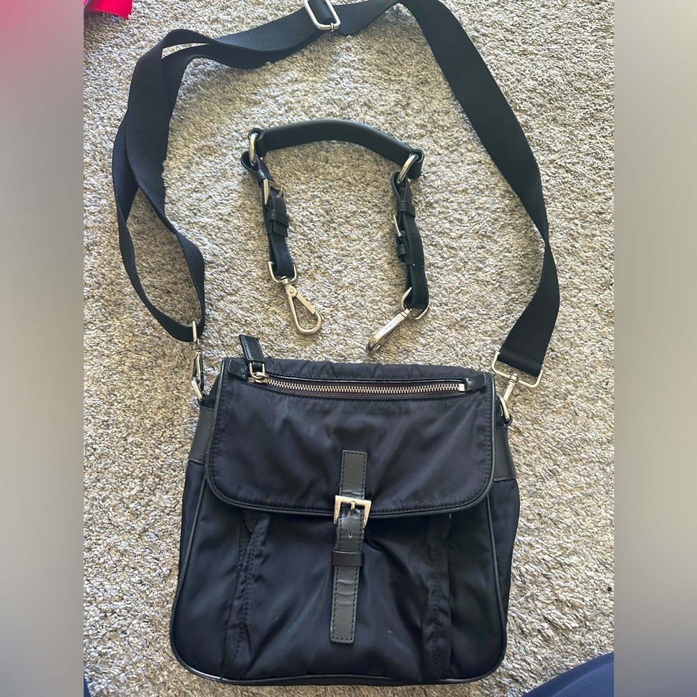 Black Prada Nylon Crossbody Bag